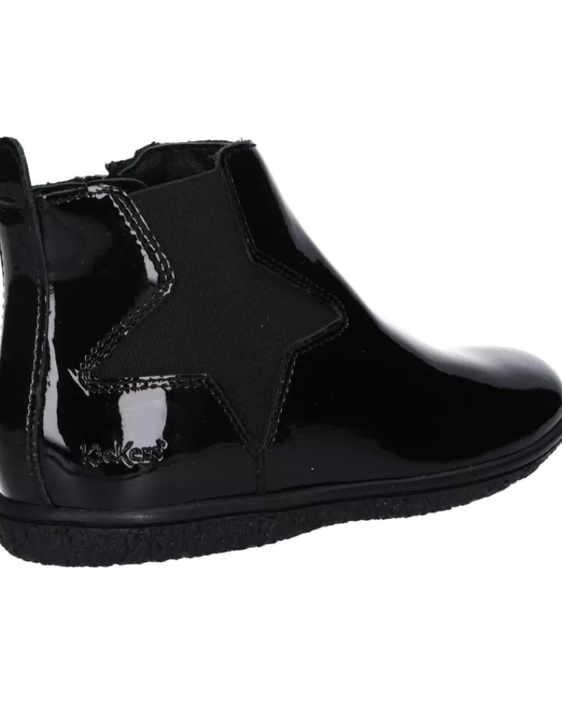 Girl KICKERS Boots-Woman And Girl Boots 508748-30 Vermillon 83 Noir Vernis