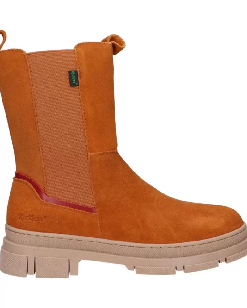 Girl KICKERS Mid Boots-Woman And Girl 947280-30 Kick Goz 116 Camel Rouge