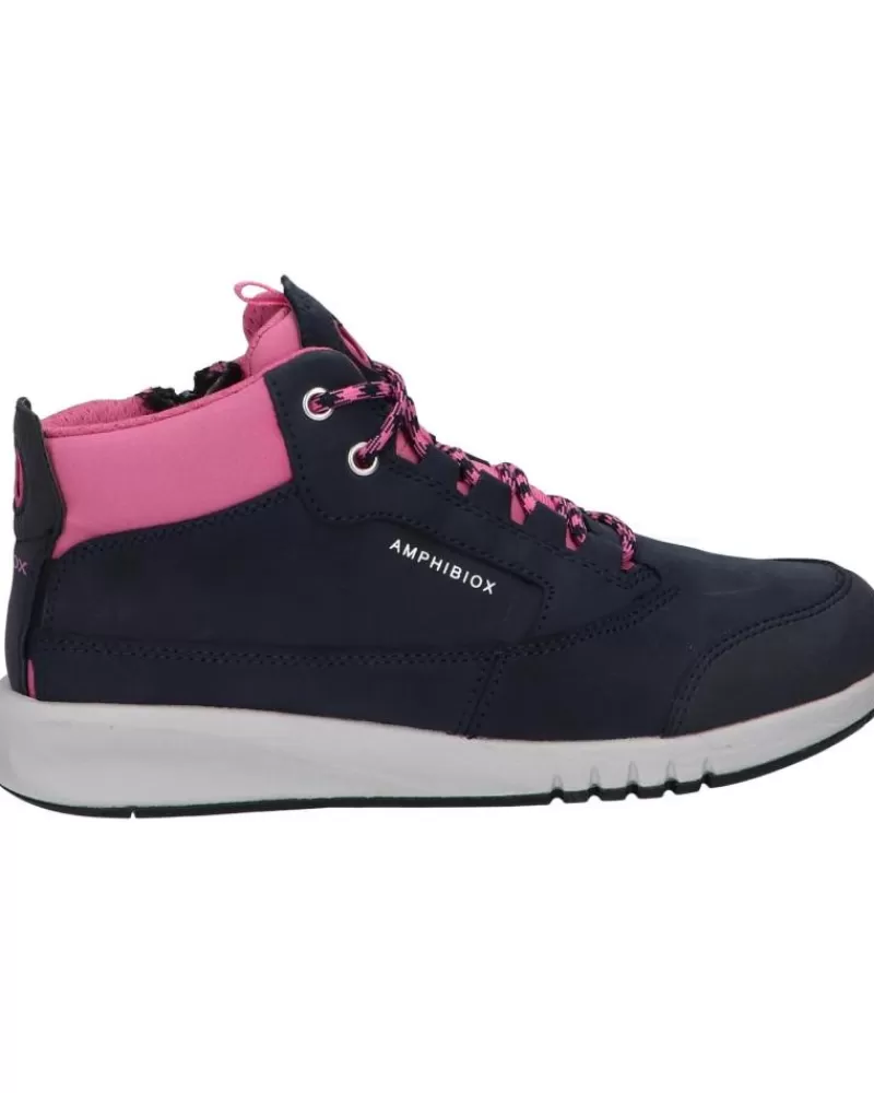 Woman GEOX Woman And Girl Mid Boots J16Fla 0Cl11 J Aeranter Girl B Ab C4268 Navy-Fuchsia
