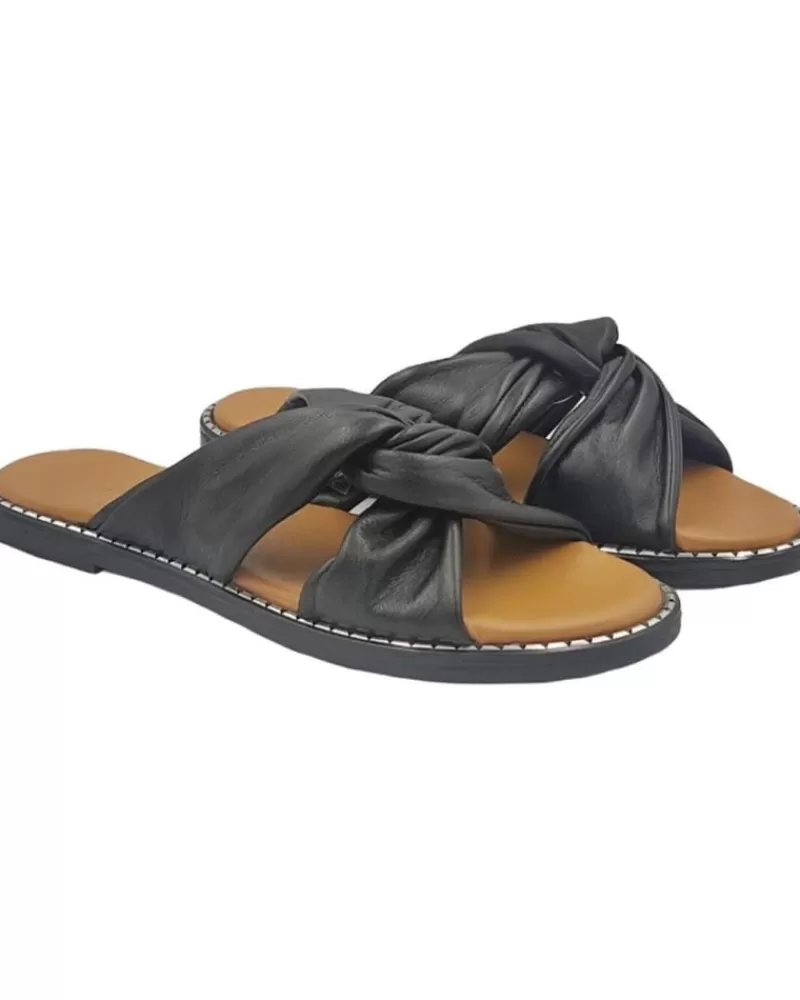 Girl EPOCHE XI Flip Flops-Woman And Girl Sandals Sandalia Plana Cruzada 704 Negro