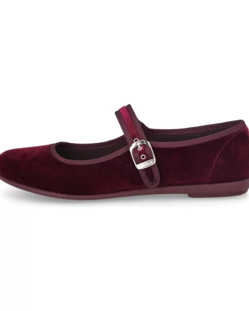 Girl VUL-LADI Shoes-Woman And Girl Shoes 5409-032 Merceditas Terciopel Burdeos