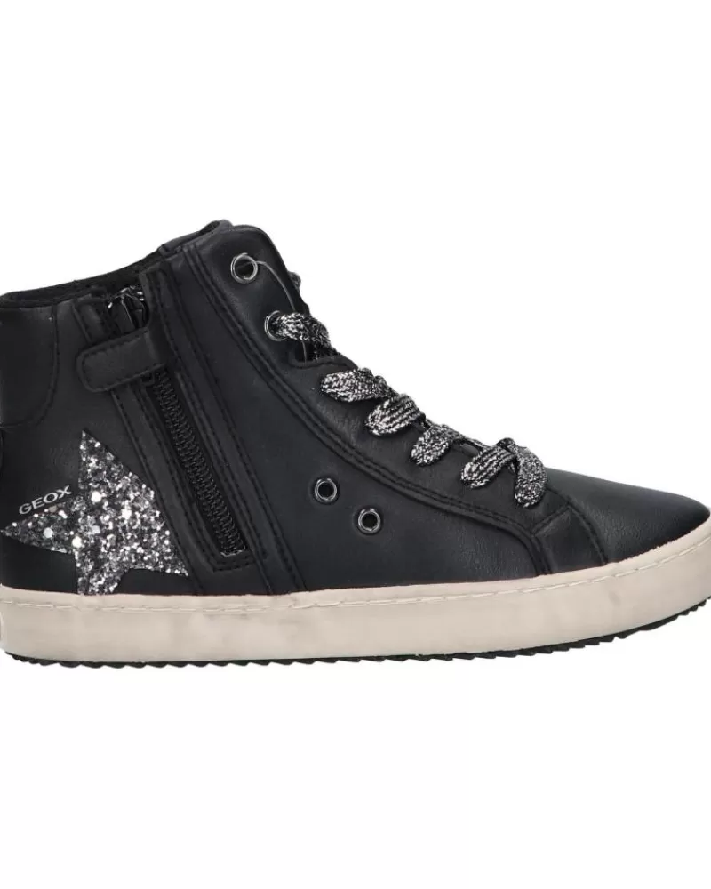 Woman GEOX Woman And Girl Trainers J044Ga 000Bc J Kalispera Girl C9244 Black-Dk Silver