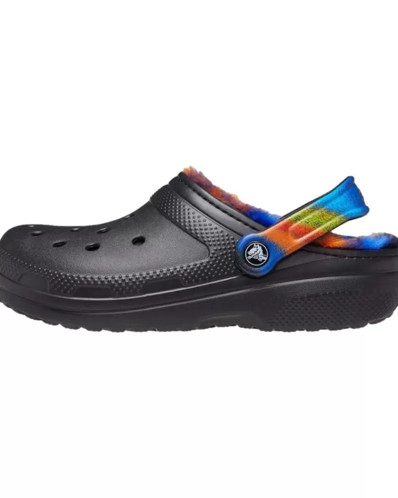 Man CROCS Woman And Man Clogs Zapatillas Classic Lined Spray Dye Noir-Multi-Rayures