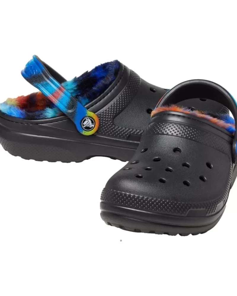 Man CROCS Woman And Man Clogs Zapatillas Classic Lined Spray Dye Noir-Multi-Rayures