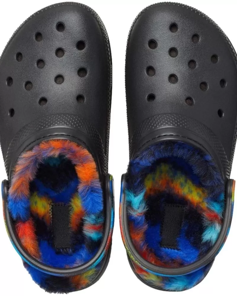 Man CROCS Woman And Man Clogs Zapatillas Classic Lined Spray Dye Noir-Multi-Rayures