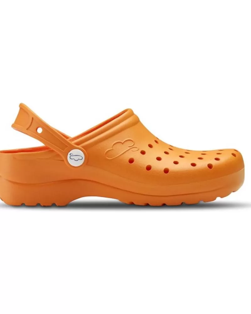 Man FELIZ CAMINAR Woman And Man Clogs Zuecos Sanitarios Flotantes Gruyere - Naranja