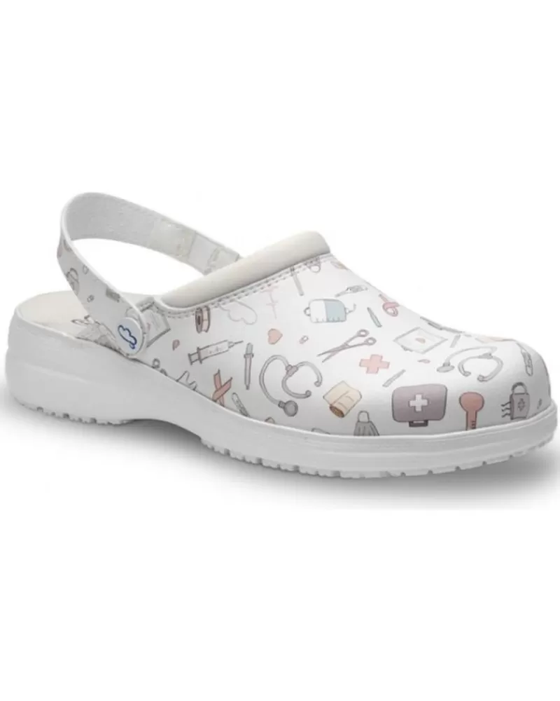 Man FELIZ CAMINAR Woman And Man Clogs Zuecos Sanitarios Unisex Mycrom Blanco
