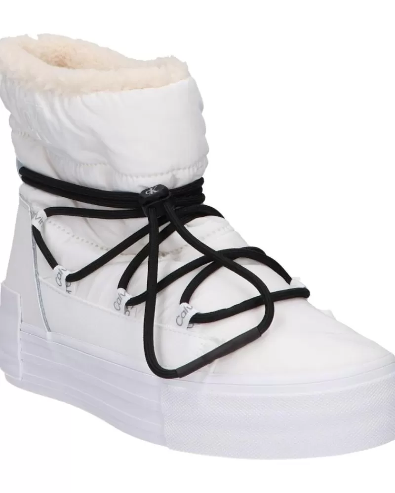 Woman CALVIN KLEIN Woman Boots Yw0Yw01181 Bold Vulc Flatf Ybr Bright White-Black