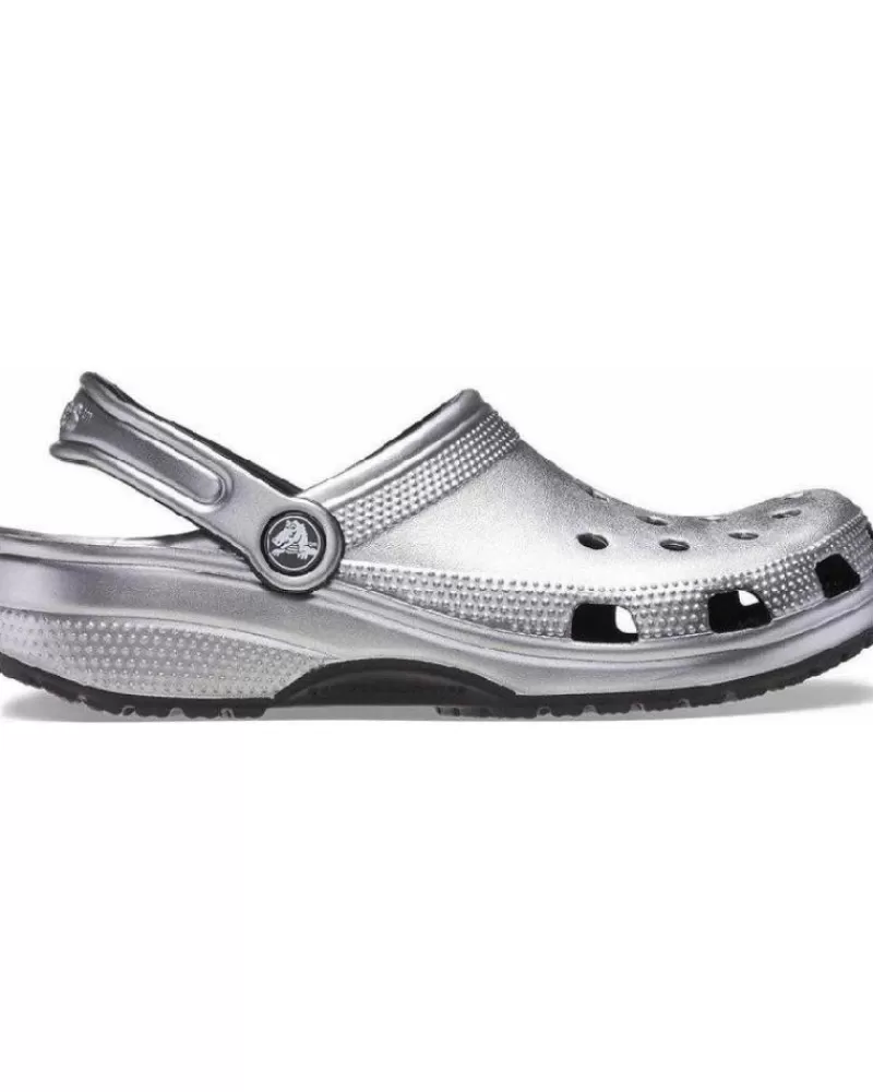 Woman CROCS Woman Clogs Classic Metallic Clog 205831 Plateado Gris