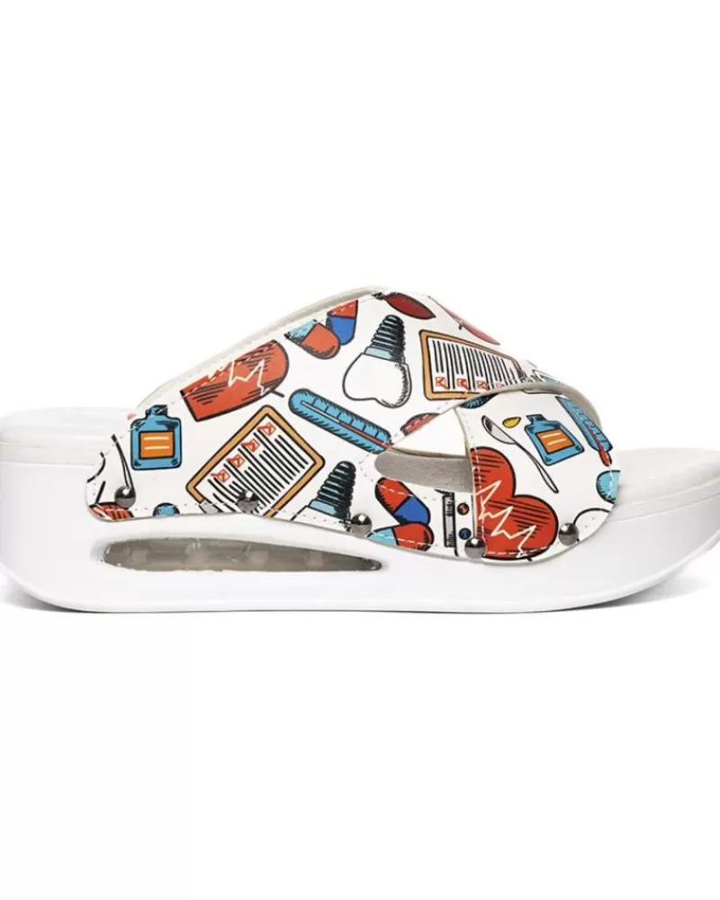 Woman ZUEKOOS Woman Clogs Zueco Tiras Cruzadas Airmax 03-Hope White Multicolor