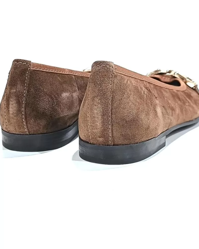 Woman CALLAGHAN Woman Flat Shoes Sabrina Plana De Ante Con Estribo Dorado Y Sistema Adaptac Arabica