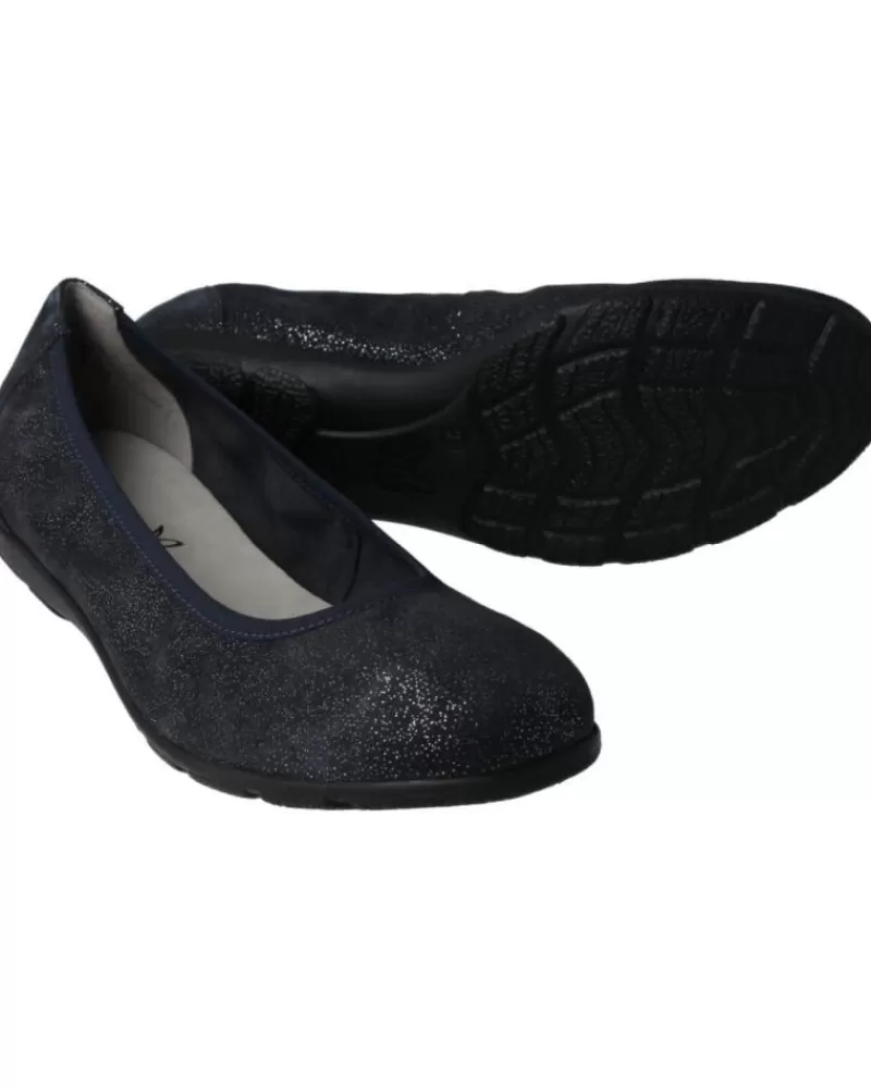Woman CAPRICE Woman Flat Shoes Bailarinas Comfort En Piel Metalizada 813Ocean Sparkle