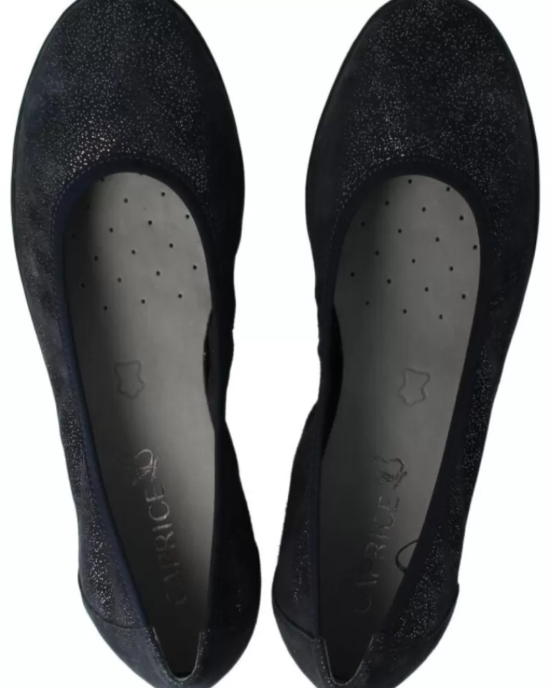 Woman CAPRICE Woman Flat Shoes Bailarinas Comfort En Piel Metalizada 813Ocean Sparkle