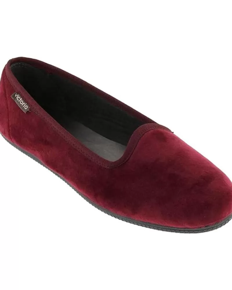 Woman VICTORIA Woman Flat Shoes Bailarina Oda Terciopelo 1049114 Slippers Burdeos