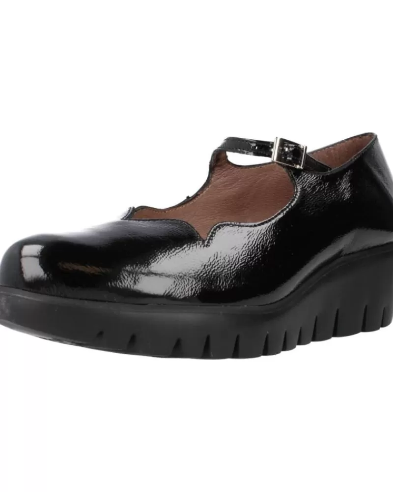 Woman WONDERS Woman Flat Shoes Lack Negro