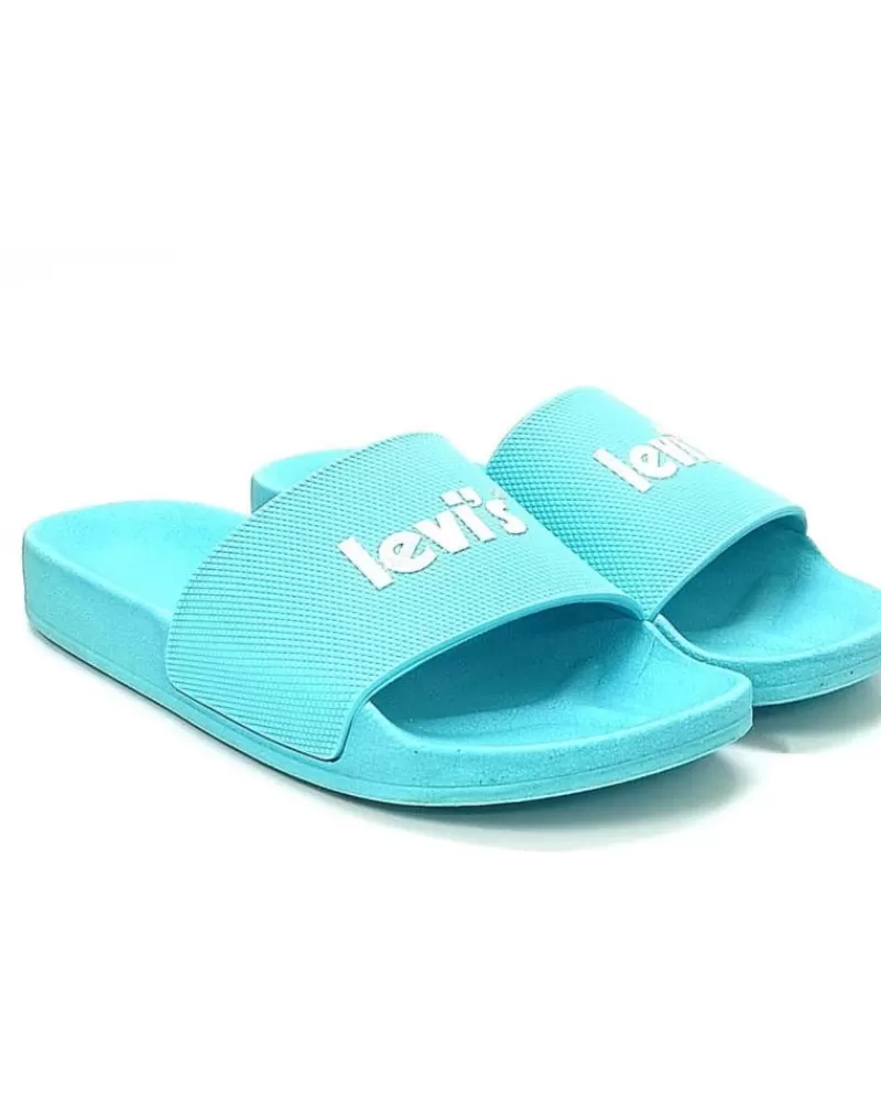 Woman LEVIS Woman Flip Flops Chancla De Goma Celeste Blue