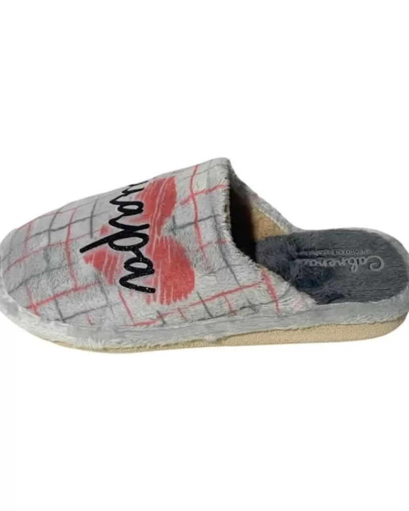 Woman CABRERA Woman House Slipers Pantufla Hola Guapa Gris