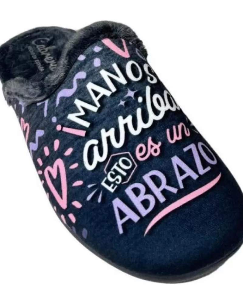 Woman CABRERA Woman House Slipers Pantufla Manos Arriba Esto Es Un Abrazo Gris