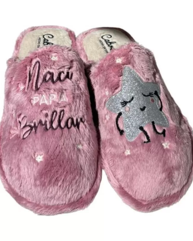 Woman CABRERA Woman House Slipers Pantufla Naci Para Brillar Rosa
