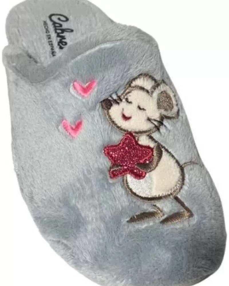 Woman CABRERA Woman House Slipers Pantufla Un Abrazo Y A La Camita Gris