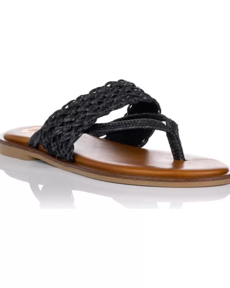 Woman PORRONET Woman Sandals Sandalias Planas 2815 Negras Negro